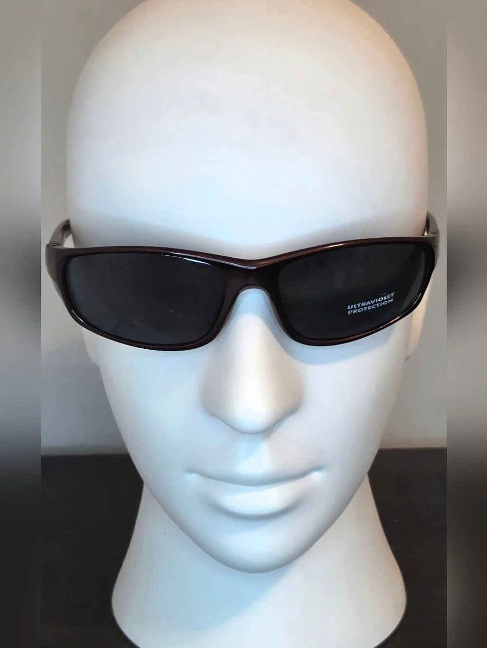 🕯 Y2K Burgundy Wrap Sunglasses UV400 Sport Rectangle Shades w/ Hard Case NWT